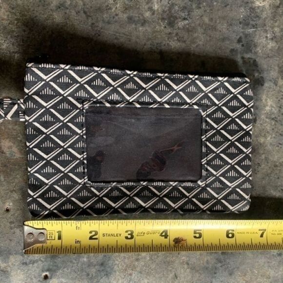 Minimalist Black White Geometric ID ZIPPER POUCH WRISTLET - Picture 5 of 6